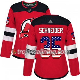 New Jersey Devils tröja Cory Schneider 35 Röd USA Flag Fashion 2017-2018 Adidas Authentic - Dame NHL Tröjor
